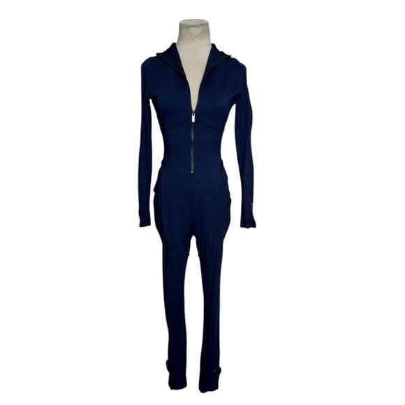 BBXBRAND blue skin piped long sleeves fitted catsuit size Small - Picture 1 of 15